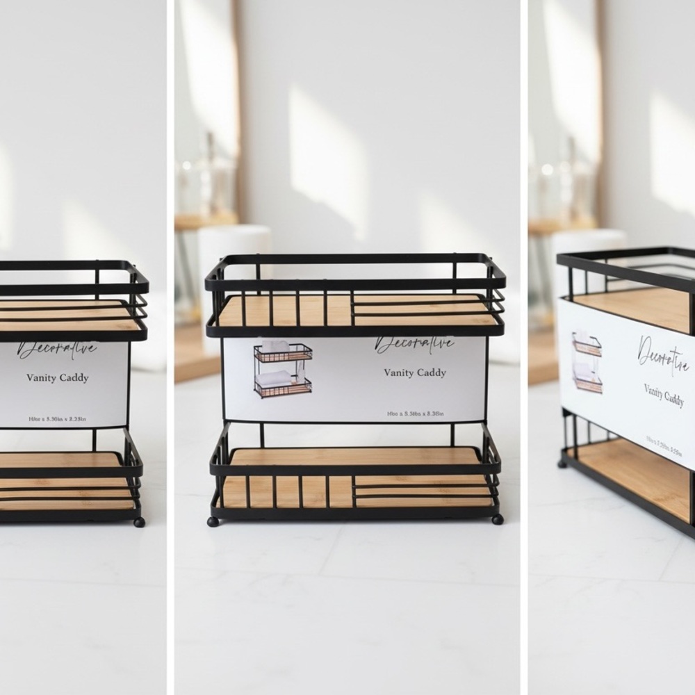 Decorative Black and Brown Vanity Caddy